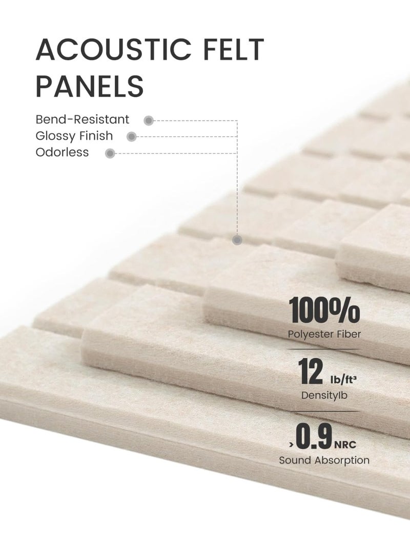 6PCS Large Felt Acoustic Panels Cork Board, 30×30cm Full Self-Adhesive Polyester Fiber Soundproof Wall Panels with Mounting Pins, Grooved Vertical Strip Design for Office Home Cinema Music Room, Dark Camel - Image 4